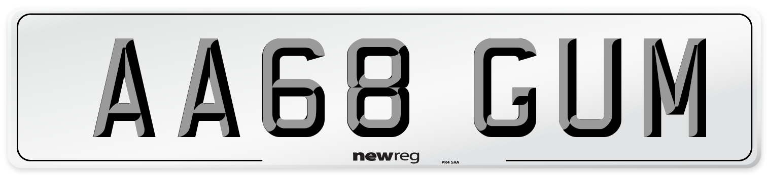 AA68 GUM Number Plate from New Reg
